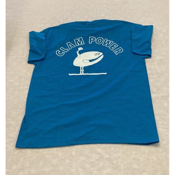 Vintage Clam Power t-shirt Steve Kuhn Rare Blue Men's Sz L